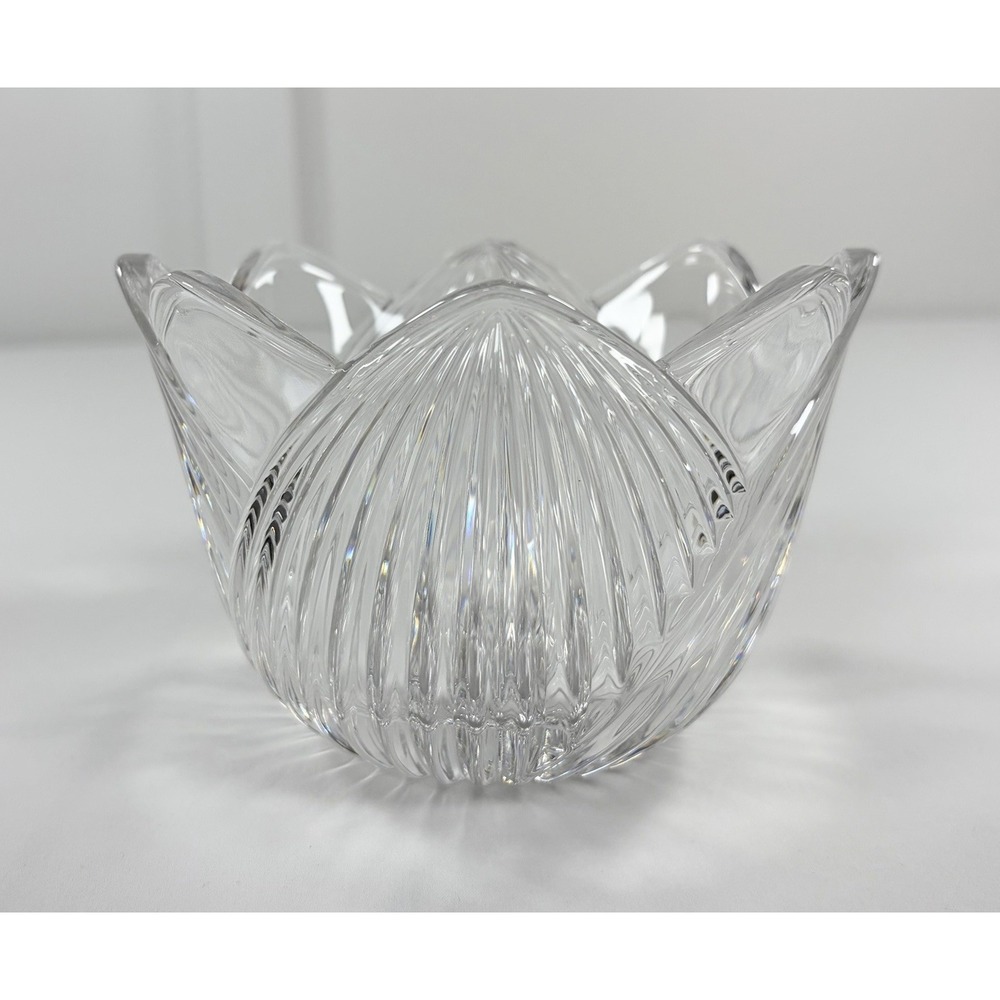 Mikasa Germany Crystal Tulip Bowl Silver Crest‎ Flower Candy Dish Vtg 6"